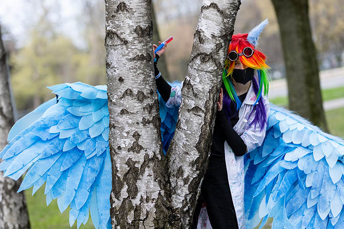 rainbow dash behind a tree